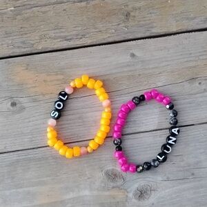 Handmade matching bracelets.